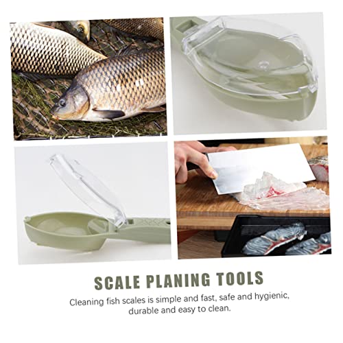 4 Pcs Scale Remover Household Cleaner Seafood Tools Filet Knife with Sharpening Sheath Fish Skin Graters Fish Scaler Brush Fish Scale Scraping Tool Fish Scale Scraper Green Sheller