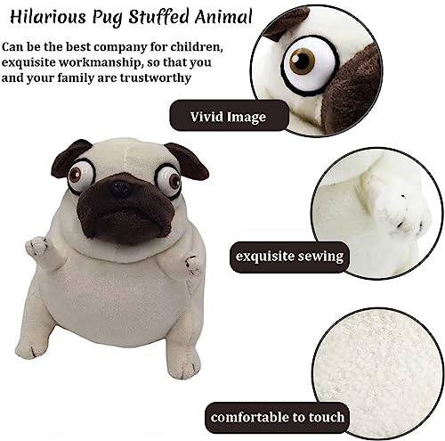 CWZY Hilarious Pug Stuffed Animal - 6" Funny Ugly Cute Pug Dog Plush Toy, Weirdo Stuffed Animal Pug Plushies for Kids Boys Adults Valentines Birthdays Gift