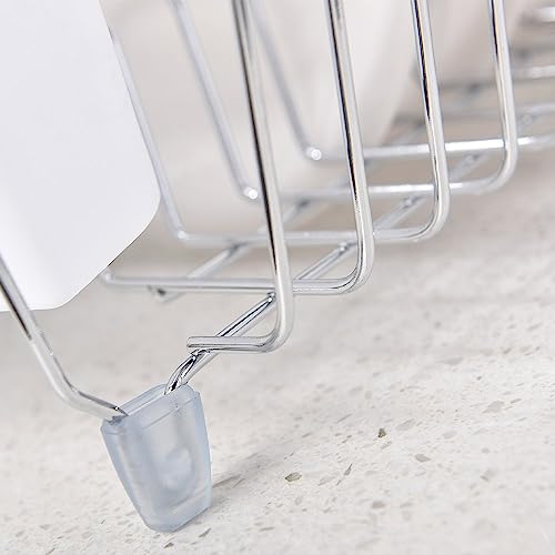 IKEBANA Modern Simplicity Dish Drying Rack,Stainless Steel Dish Racks Rustproof for Kitchen Counter,Kitchen in-Sink Chrome Finish Wire Dish Rack,Small Dish Drainer Rack with Removable Cutlery Holder