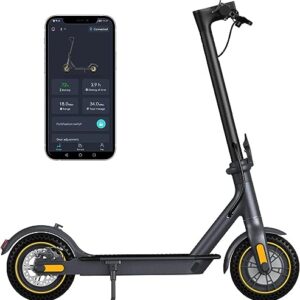 Electric Scooter 10" Solid Tires 600W Peak Motor Up to 20Miles Range and 19Mph Speed for Adults - Portable Folding Commuting Scooter with Double Braking System and App