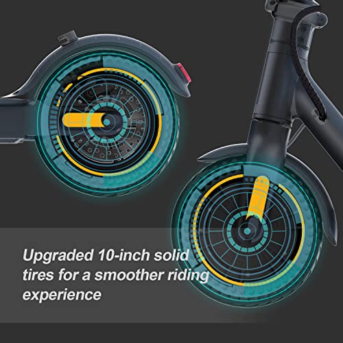 Electric Scooter 10" Solid Tires 600W Peak Motor Up to 20Miles Range and 19Mph Speed for Adults - Portable Folding Commuting Scooter with Double Braking System and App