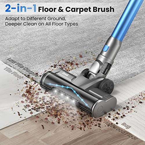 INSE Cordless Vacuum Cleaner, 400W Stick Vacuum with 30Kpa Powerful Suction, 55min Runtime, Smart Induction Auto-Adjustment, Rechargeable Vacuum Cleaners for Home Carpet Floor Pet Hair, LED Display-S9