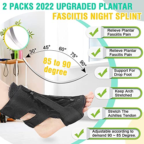 MEYUEWAL Plantar Fasciitis Relief Night Splint, Upgrade 3 Adjustable Straps Elastic Dorsal Night Splint, for Women & Men Plantar Fasciitis Relief Achilles Tendonitis Relief Foot Drop Heel Arch Pain.