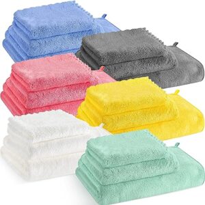 moukeren 18 pcs microfiber bath towels set bath towels hand towels washcloths set microfiber coral velvet highly absorbent bathroom towel for bath fitness sports yoga travel (classic colors)