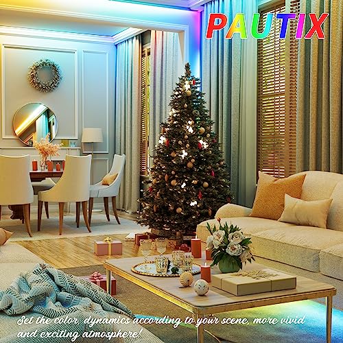 PAUTIX RGBIC COB LED Strip Light Addressable 16.4ft/5m,UL-Listed DC24V Color Chasing Strip Light Multicolor Flexible Tape Light Kit with Remote/APP Control,for TV,Bedroom,Party DIY Decoration