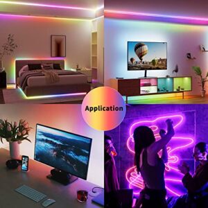 PAUTIX RGBIC COB LED Strip Light Addressable 16.4ft/5m,UL-Listed DC24V Color Chasing Strip Light Multicolor Flexible Tape Light Kit with Remote/APP Control,for TV,Bedroom,Party DIY Decoration