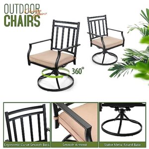 PHI VILLA 9 Pieces Patio Dining Set, 8 Patio Cushioned Swivel Rocker Chairs and Metal Outdoor 60” Large Square Table with 1.57” Umbrella Hole for Deck,Lawn, Garden