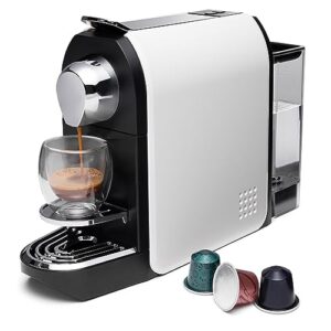 beanglass espresso pod machine compatible for nespresso orignial capsules, mini coffee maker with 19 bar high pressure pump, 25 oz removable water tank 1400w (white)