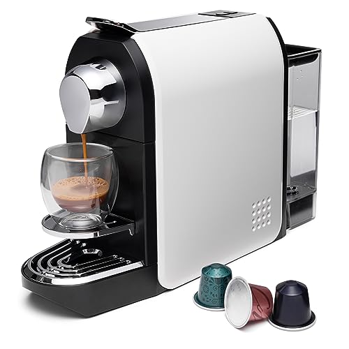 beanglass Espresso Pod Machine Compatible for Nespresso Orignial Capsules, Mini Coffee Maker with 19 Bar High Pressure Pump, 25 oz Removable Water Tank 1400W (White)