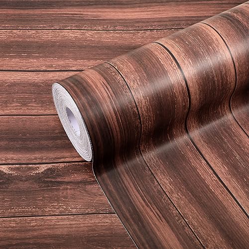 Timgle 15.7" x 984" Wood Grain Peel and Stick Wallpaper Faux Wood Contact Paper Removable Self Adhesive Vinyl Film Vintage Rustic Wall Roll Cover for Cabinet Drawer Shelf Liner Furniture (Wood Grain)