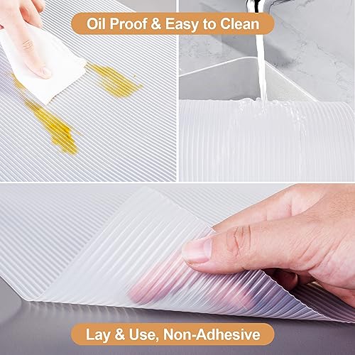 Shelf Liner, Non-Slip Oil-Proof Cabinet Drawer Liner for Kitchen Cabinet, Shelves, Refrigerator, Storage, Desks, 12 Inches x 20 FT, Washable & Non Adhesive