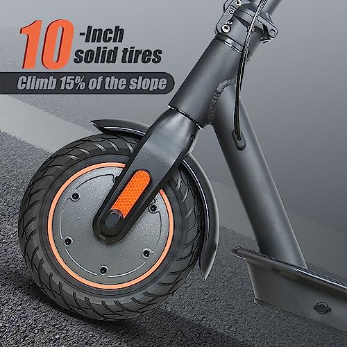 Greevego Electric Scooter, 10" Solid Tires, 500W Motor, Max Speed 20Mph, 17.5~19 Miles Long-Distance Battery Life, Adult Folding Commuting E Scooter, Dual Braking System & Smart APP