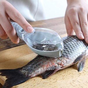 mewmewcat Kitchen Tool Fish Scale Scraper Fish Skin ing Peeler Brush Scaler with Cover Scale Catcher