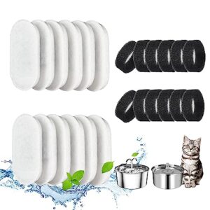 eox 12 packs cat water fountain filter replacement & pre-filter sponges for stainless steel 108oz/3.2l & 67oz/2l adjustable water flow pet fountain, replacement filters for pet drinking fountian