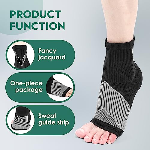 SIATELOO Ankle Brace Compression Socks For Women & Men，2 Pair, Plantar Fasciitis Sleeves with Foot Arch Support Reduces Swelling & Heel Spur Pain(as1, alpha, l, regular, regular,Gray and pink)