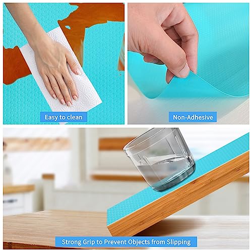 Shelf Liners, Non Adhesive EVA Drawer Mat Liners Roll for Bathroom, Kitchen, Desks, Deco Shelves 12×59 inch-Blue