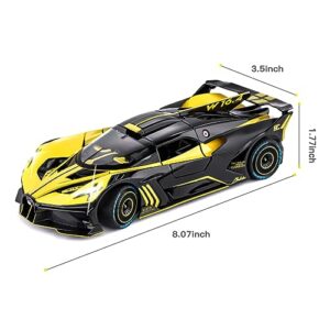 Toy Car Model for Bugatti Compatible with 1:24 Bugatti Bolide Alloy Diecast Car Toy with Lights and Music, Pull Back Car Toys for Kids Boys Girls Gift (Yellow)