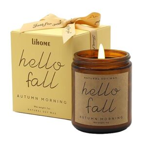 fall decorations for home - fall candles, fall gifts for women, natural soy wax autumn morning scented candles