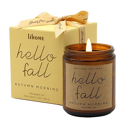 Fall Decorations for Home - Fall Candles, Fall Gifts for Women, Natural Soy Wax Autumn Morning Scented Candles