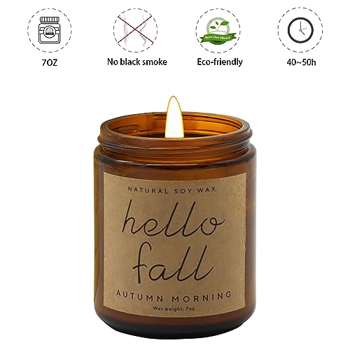 Fall Decorations for Home - Fall Candles, Fall Gifts for Women, Natural Soy Wax Autumn Morning Scented Candles