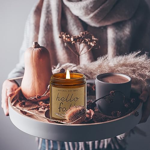 Fall Decorations for Home - Fall Candles, Fall Gifts for Women, Natural Soy Wax Autumn Morning Scented Candles