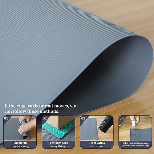 Hersvin Shelf Liners 16 in x 20 ft EVA Drawer Mats, Non-Adhesive Cupboard Pad, Kitchen Cabinet Lining Fridge Cushion (Gray Stripe, 40.7cmx610cm)