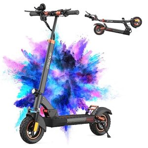 electric scooter with seat, upgraded 800w motor, 28 mph 31 miles range, 10" tires escooter, 48v ul certified battery, double braking system, foldable commuting electric scooter for adults with seat