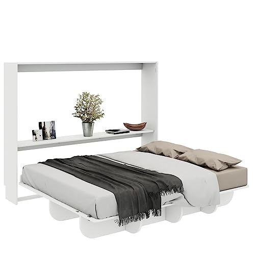 Lori Beds, Murphy Bed, Hideaway Bed, Space Saving Furniture, Wall Bed, Horizontal Wallbed, Bed Frame Only, Manual Fold, Size-Queen, White