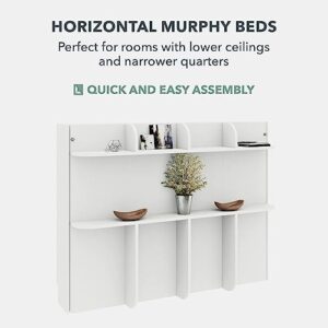 Lori Beds, Murphy Bed, Hideaway Bed, Space Saving Furniture, Wall Bed, Horizontal Wallbed, Bed Frame Only, Manual Fold, Size-Queen, White