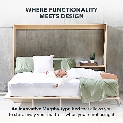 Lori Beds, Murphy Bed, Hideaway Bed, Space Saving Furniture, Wall Bed, Horizontal Wallbed, Bed Frame Only, Manual Fold, Size-Queen, White