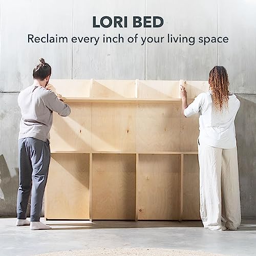 Lori Beds, Murphy Bed, Hideaway Bed, Space Saving Furniture, Wall Bed, Horizontal Wallbed, Bed Frame Only, Manual Fold, Size-Queen, White