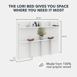 Lori Beds, Murphy Bed, Hideaway Bed, Space Saving Furniture, Wall Bed, Horizontal Wallbed, Bed Frame Only, Manual Fold, Size-Queen, White