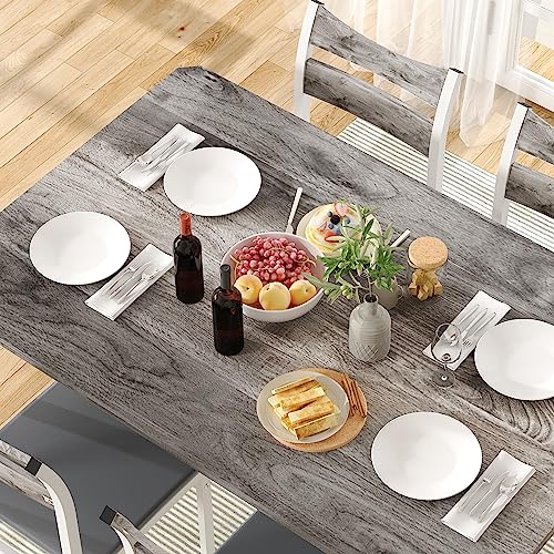 Recaceik Dining Table Set for 4, Modern Dining Room Table Set with 4 Upholstered Chairs, Rectangular Kitchen Table and Chairs Set, 5-Piece Dining Set for Dining Room, Dinette, Breakfast Nook, Grey