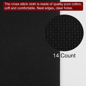HARFINGTON 14 Count Cross Stitch Cloth 20 by 28 Inch Cross Stitch Fabric Classic Reserve Embroidery Cloth for Craft Embroidery, Handmade Needlework, DIY Handicrafts, Black