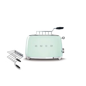 smeg 2 slice toaster and sandwich rack combo, pastel green