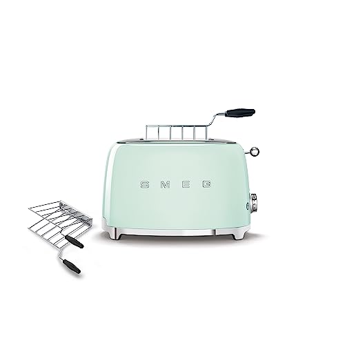 SMEG 2 Slice Toaster and Sandwich Rack Combo, Pastel Green