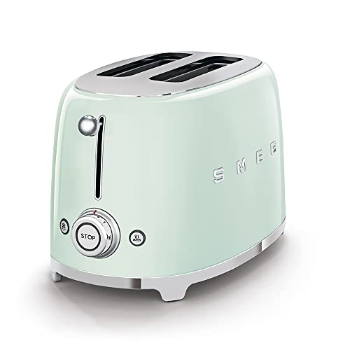 SMEG 2 Slice Toaster and Sandwich Rack Combo, Pastel Green