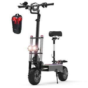masxodrk electric scooter for adult,up to 50mph,5600w powerful motor,48 miles travel range, 60v28ah lithium battery, dual suspensions and brake,11" off road tire e-scooter