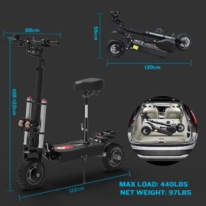 MASXODRK Electric Scooter for Adult,Up to 50Mph,5600W Powerful Motor,48 Miles Travel Range, 60V28Ah Lithium Battery, Dual Suspensions and Brake,11" Off Road Tire E-Scooter