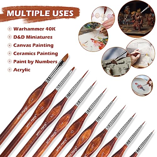 Miniature Model Paint Brushes-10pcs Micro Detail Paint Brush Set,Small Fine Detail Brushes for Acrylics, Oils, Watercolors & Paint by Number, Citadel, Figurine, Warhammer 40k