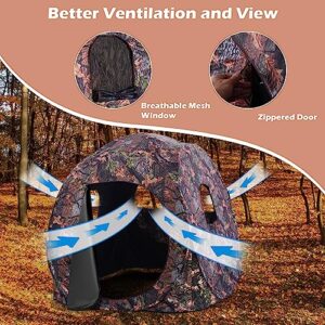 HAPPYGRILL Pop Up Hunting Blind Portable Ground Blind Waterproof Hunting Tent for 2-3 People, Camouflage Hunting Tent with 360 Degree Mesh Windows