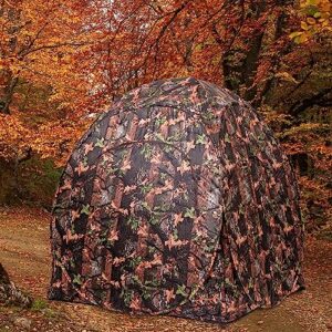 HAPPYGRILL Pop Up Hunting Blind Portable Ground Blind Waterproof Hunting Tent for 2-3 People, Camouflage Hunting Tent with 360 Degree Mesh Windows