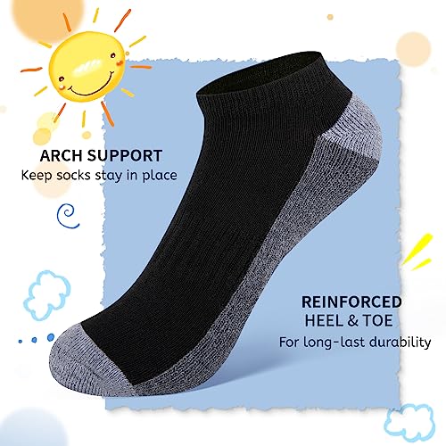 Comfoex Boys Socks 8 Pairs 6-8 4-6 8-10 Years Old Ankle Athletic Low Cut Socks Short Half Cushioned Socks