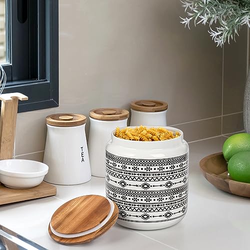 Hedume Kitchen Canister, Ceramic Large Food Storage Jar with Airtight Seal Wooden Lid, 100 Fl Oz Porcelain Food Storage Canister for Home and Kitchen Serving for Coffee, Sugar, Tea, Flour and More