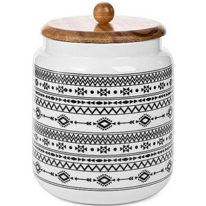 Hedume Kitchen Canister, Ceramic Large Food Storage Jar with Airtight Seal Wooden Lid, 100 Fl Oz Porcelain Food Storage Canister for Home and Kitchen Serving for Coffee, Sugar, Tea, Flour and More