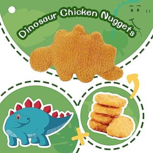 NEWYANG 4 Pieces Dino Nugget Pillow Set - Large Chicken Nugget Plush with 3 Dino Plush Toys, Creative Dinosaur Stuffed Animal Doll for Boys and Girls Birthday Gift Party Favors