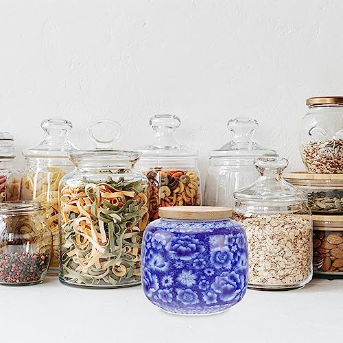 Ceramic Storage Jar Ceramic Tea Storage Jar With Lids Tea Tins Cans Canister Food Storage Containers For Kitchen Coffee Sugar-230ML Porcelain Tea Canister