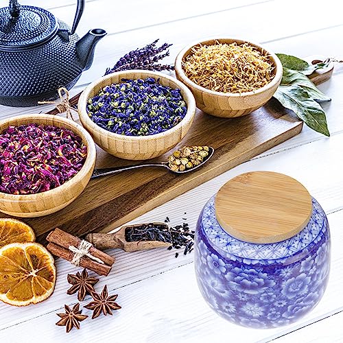 Ceramic Storage Jar Ceramic Tea Storage Jar With Lids Tea Tins Cans Canister Food Storage Containers For Kitchen Coffee Sugar-230ML Porcelain Tea Canister