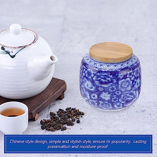 Ceramic Storage Jar Ceramic Tea Storage Jar With Lids Tea Tins Cans Canister Food Storage Containers For Kitchen Coffee Sugar-230ML Porcelain Tea Canister