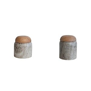 creative co-op modern marble wood lid, natural canister & modern marble wood lid, natural canister